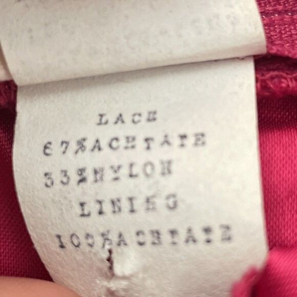 Vtg‎ Magenta 80s Prom Dress Formal JCPenney Bridesmaid Lace Puff Sleeve 9/10 - Picture 7 of 9